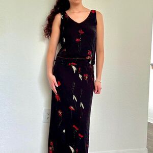 Vintage Beaded Black & Red Two Piece Set
